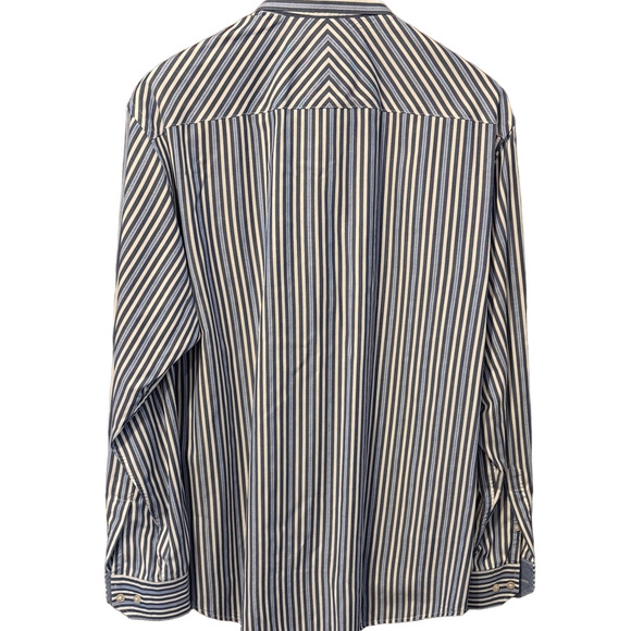 Johnston & Murphy Navy and White Striped Button-Down Dress Shirt Size L - Picture 5 of 5